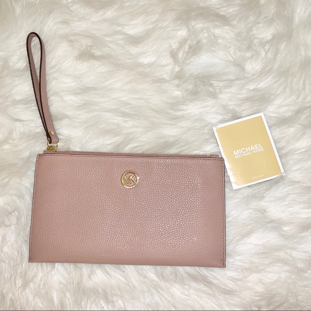 Michael Kors Large Zip Clutch Blush